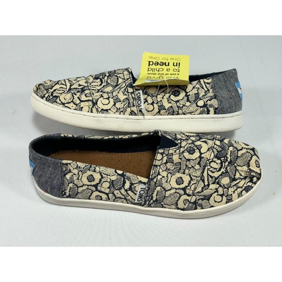 TOMS Alpargata Canvas‎ Youth 3.5 Navy Floral Camo NWT#10010695 - Picture 4 of 7